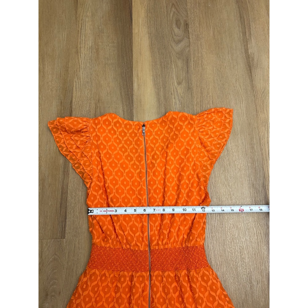 Alice + Olivia Markita Orange Silk Blend Geometric Ruffle Mini Dress sienna 4 - Picture 7 of 8
